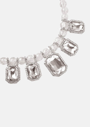 Simulated Gemstone & Austrian Crystal Beaded Necklace