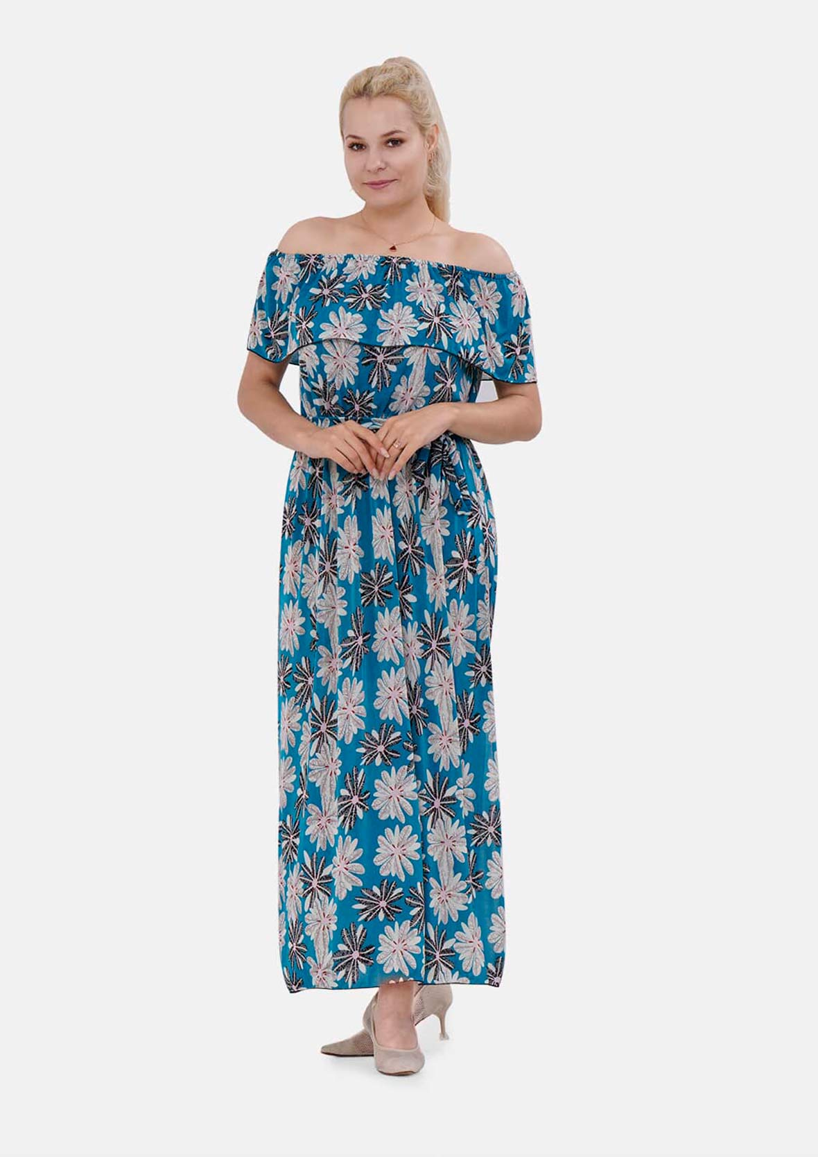 Convertible Floral Dress with Slits & Belt