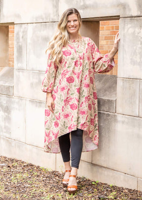 Floral High-Low Tunic Dress