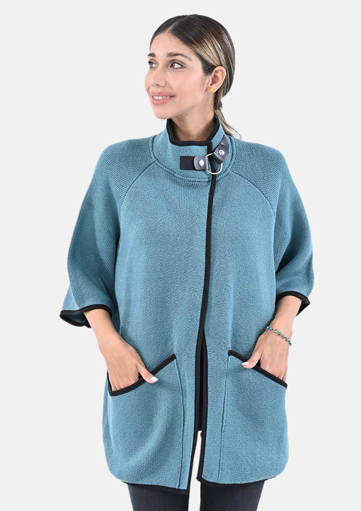 Knit Coat with Stand Collar
