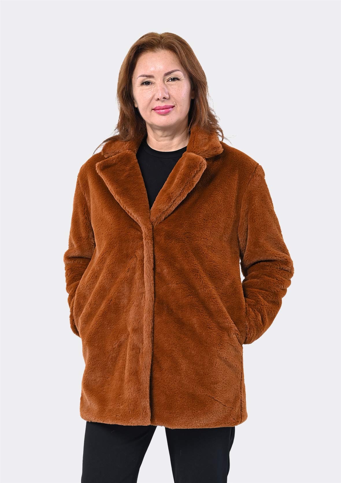 Faux Fur Coat With Pockets