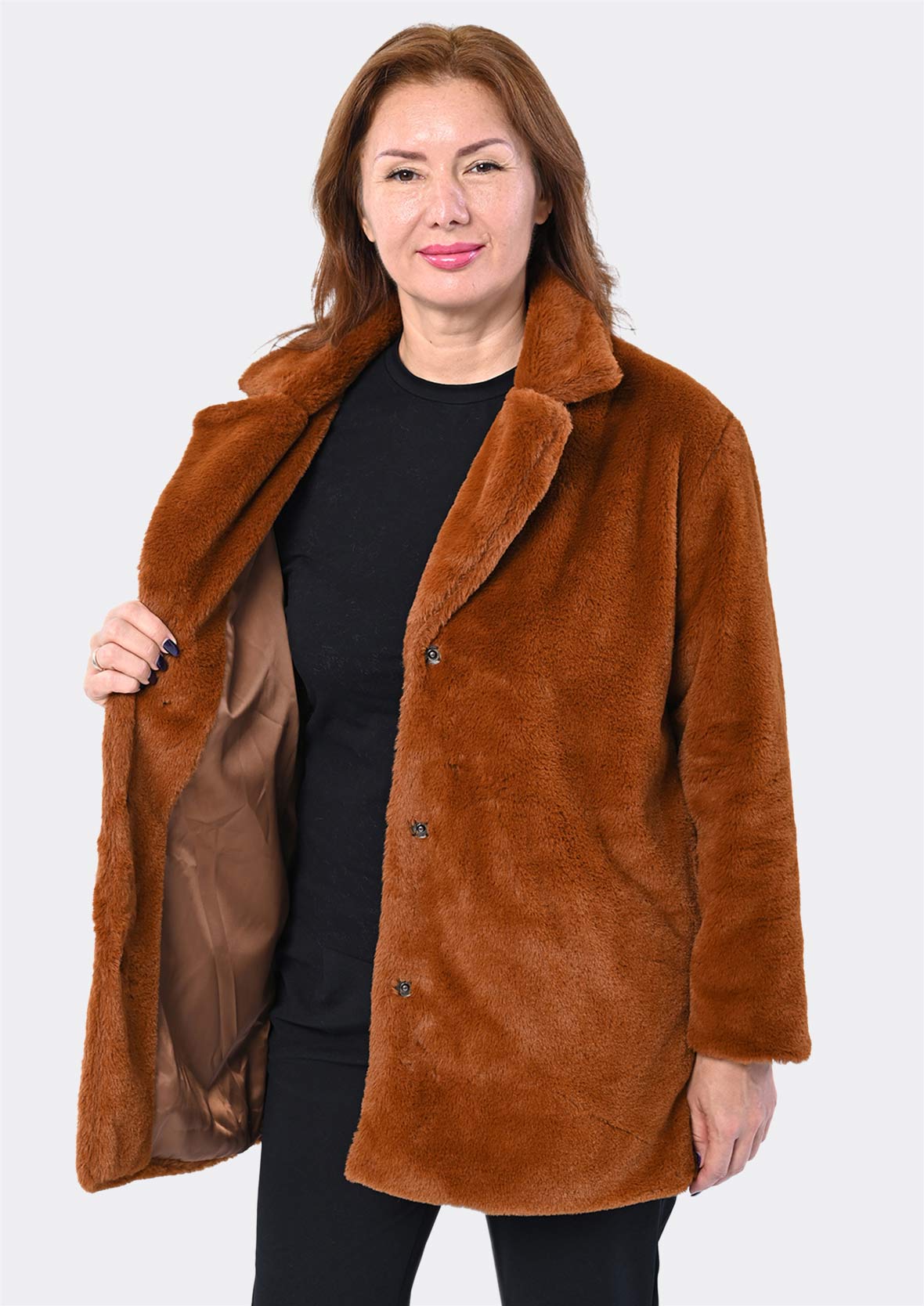 Faux Fur Coat With Pockets