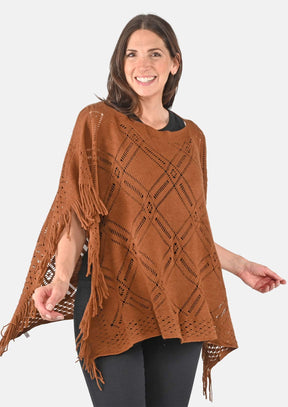 Knitted Poncho with Tassels