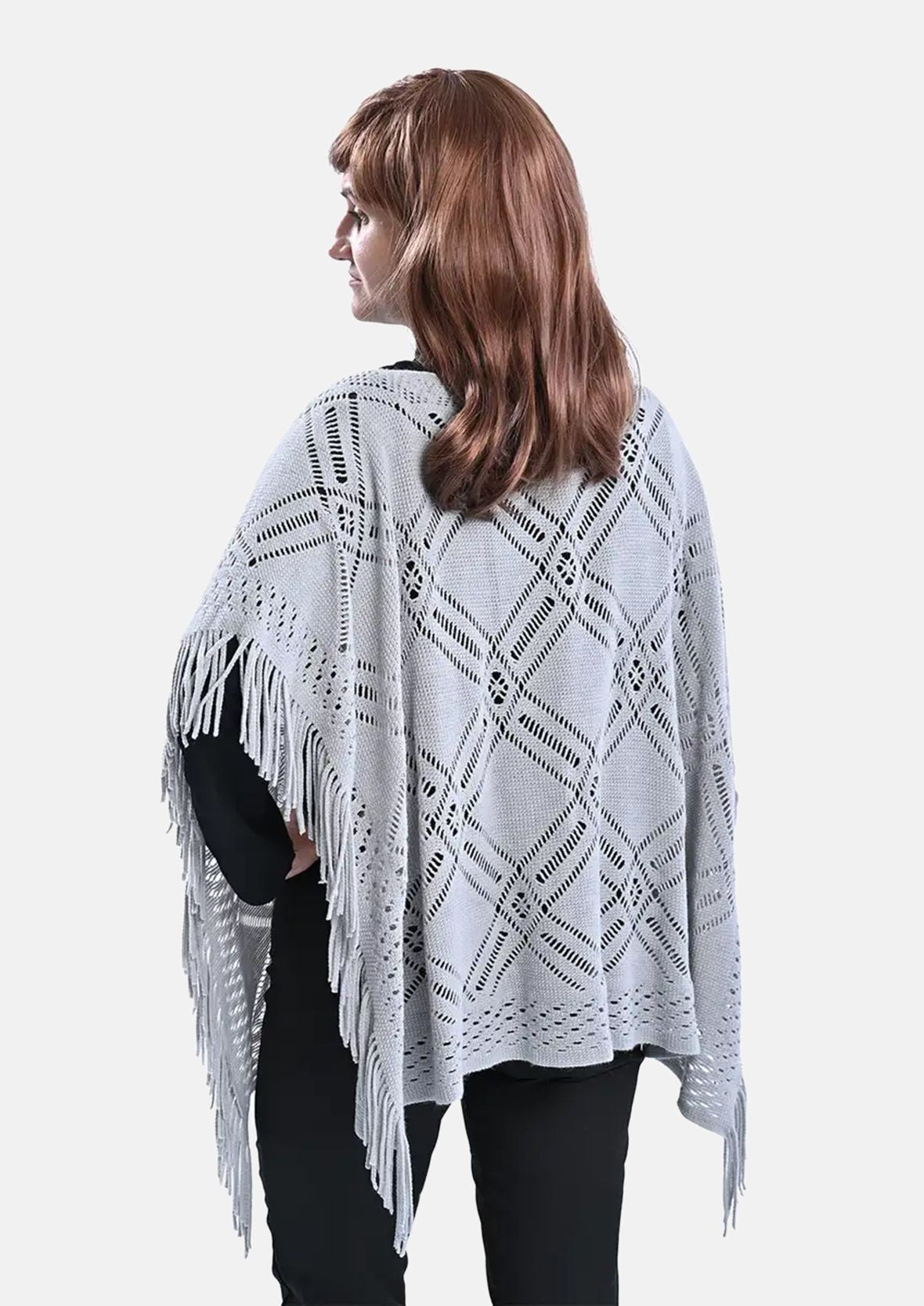 Knitted Poncho with Tassels