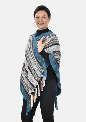 Striped Knitted Poncho
