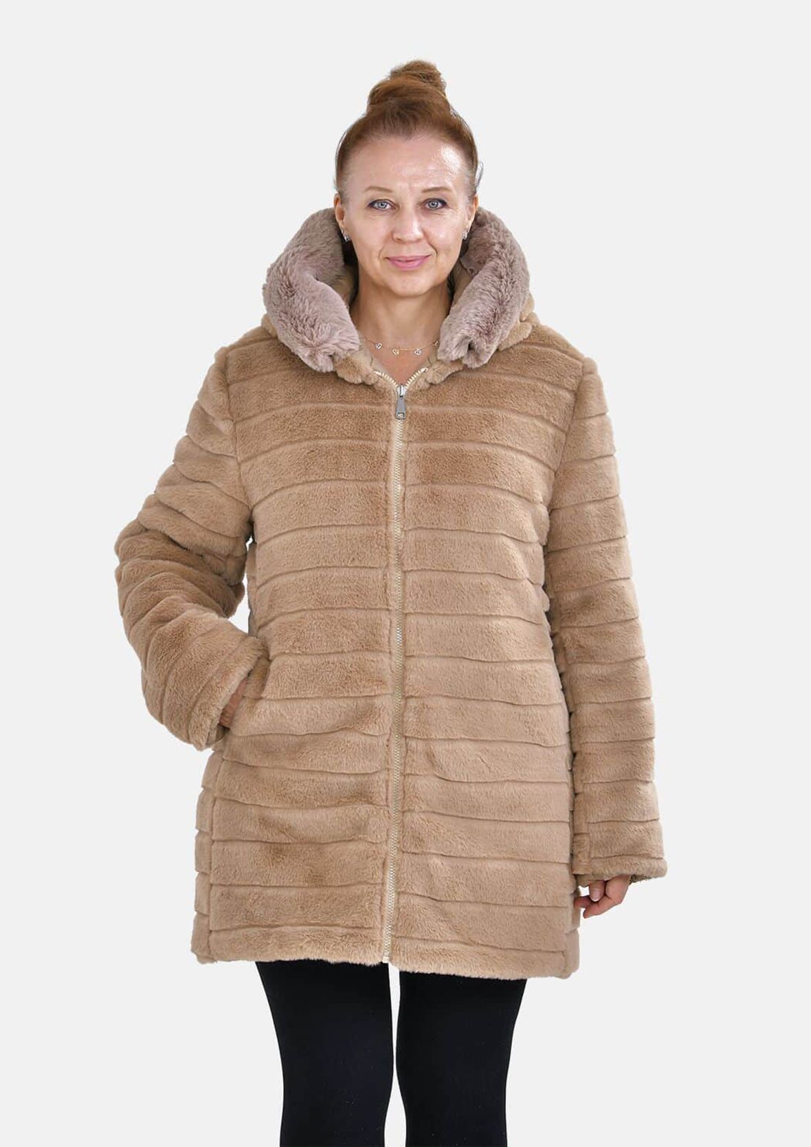 Reversible Hoodie Coat - Faux Fur and Puffer Combo