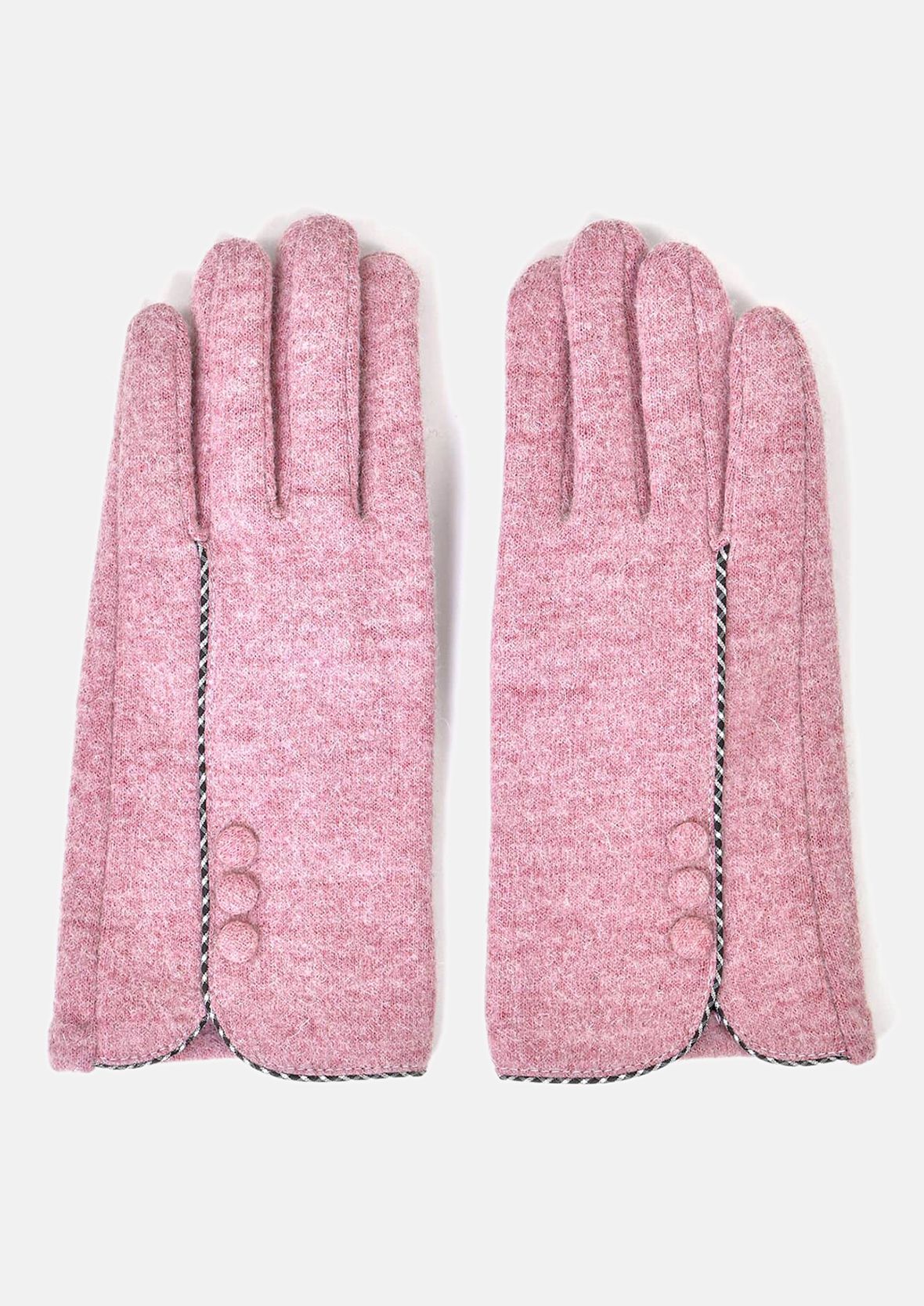 Cashmere Gloves with Button Detail - Touch Screen Compatible