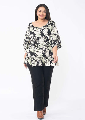 Chic Frilled Sleeves and Hem Top