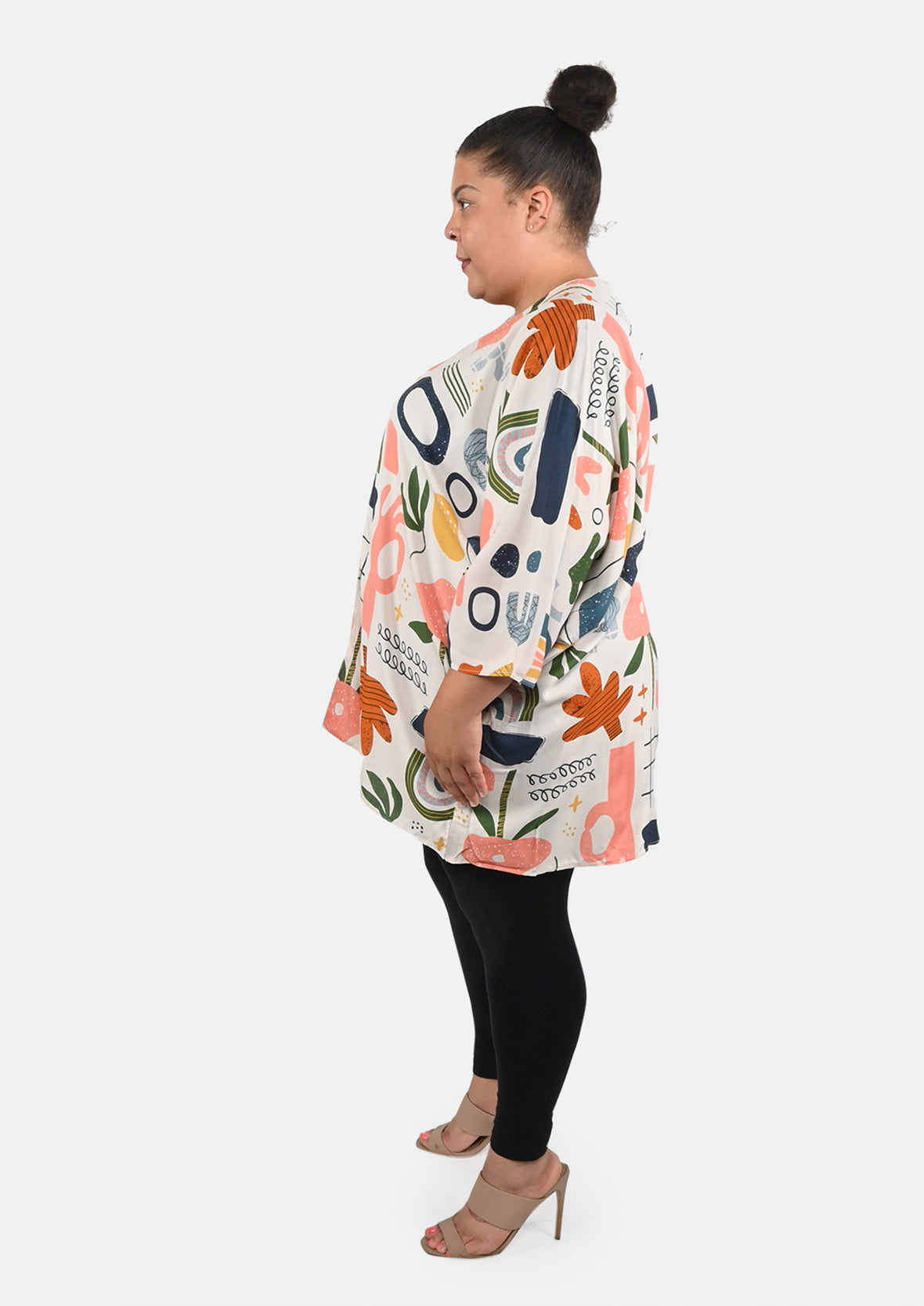 Abstract Open-Front Kimono
