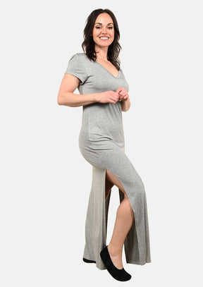 V-Neck Maxi Dress With Side Slits