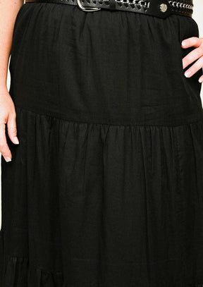 Tiered Solid Maxi Skirt
