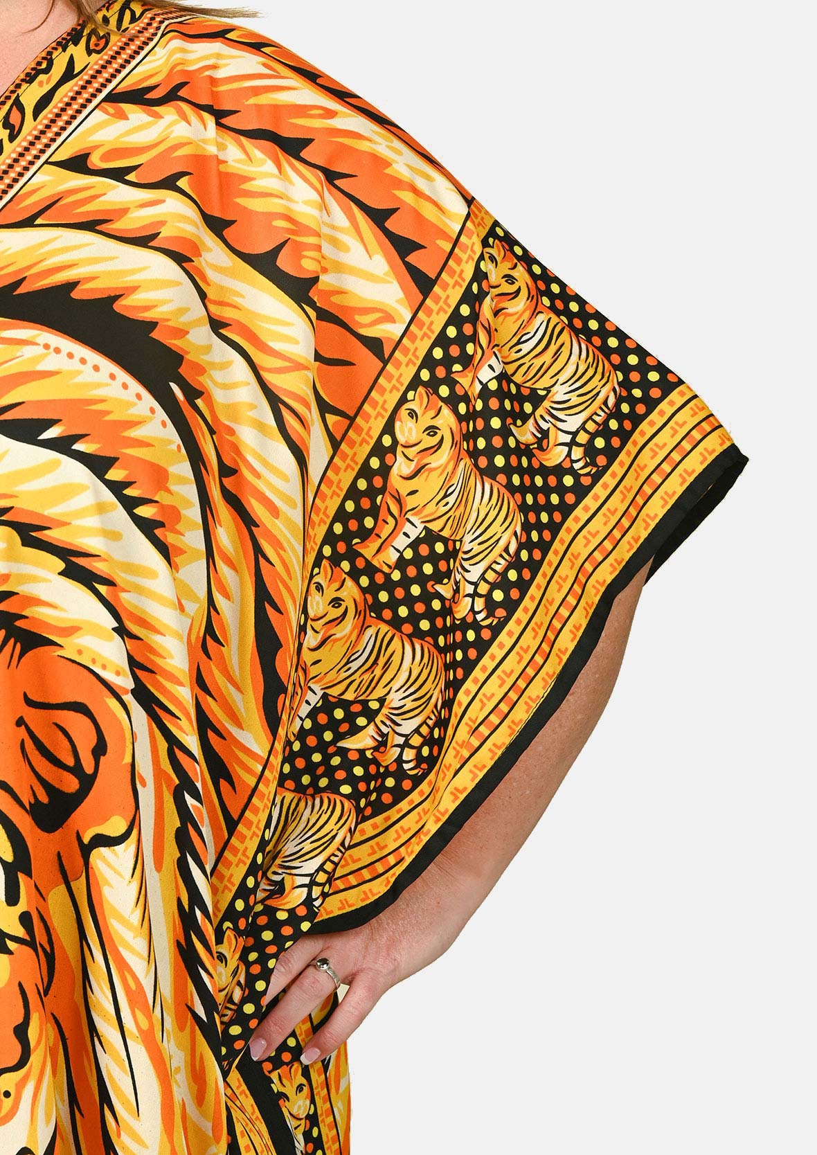 Tiger Print Kaftan With Pockets