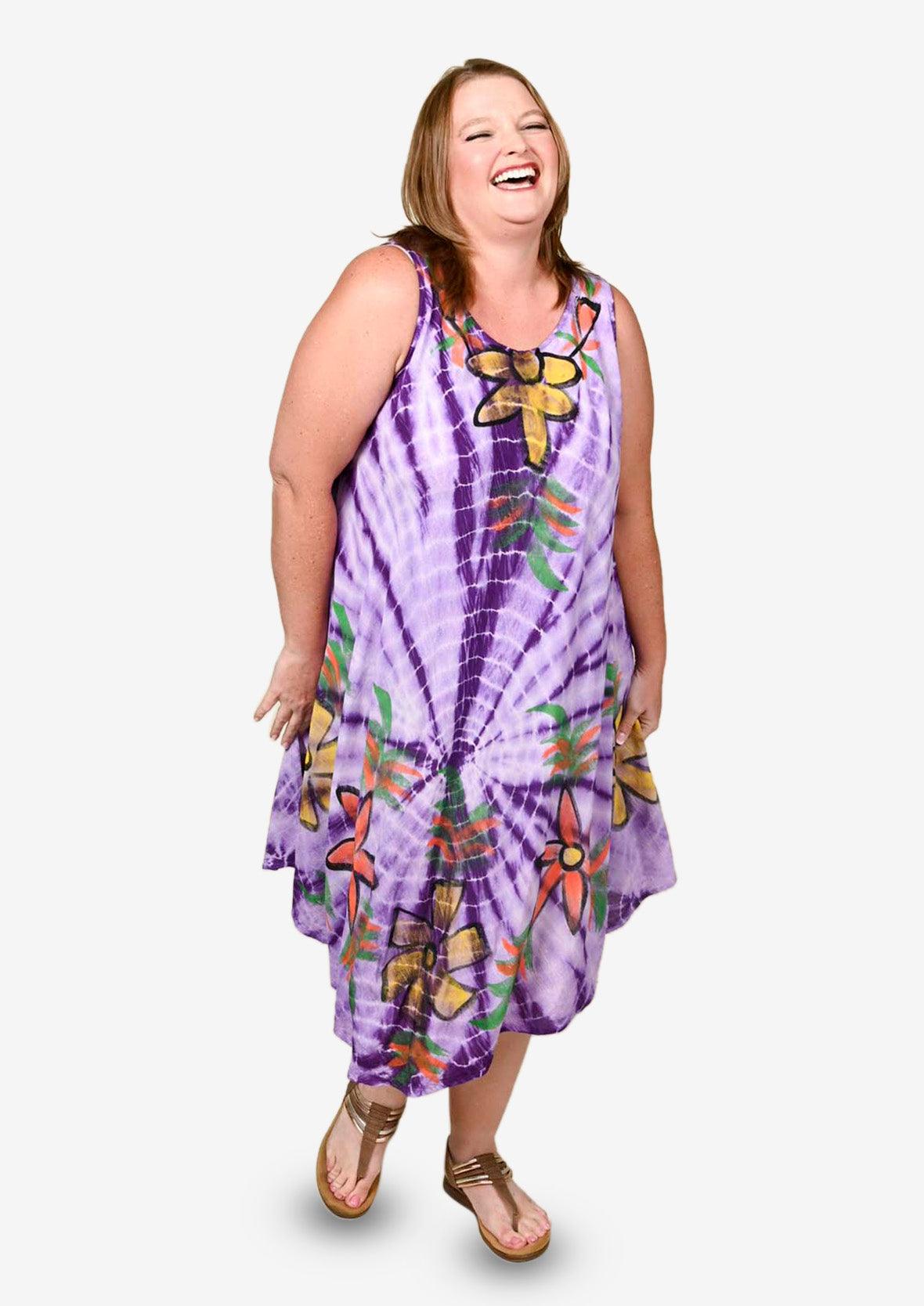 floral purple umbrella dress #color_Lavender Purple, Tie-Dye