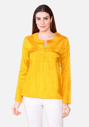 Notch Neck Blouse With Button Front