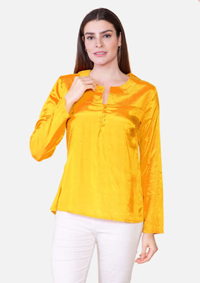 Notch Neck Blouse With Button Front