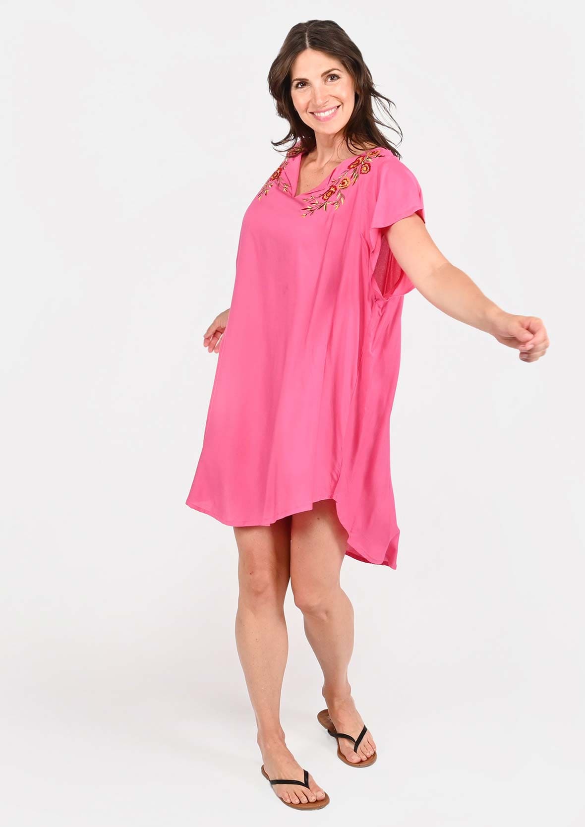 floral embroidered light pink tunic #color_ Light Pink