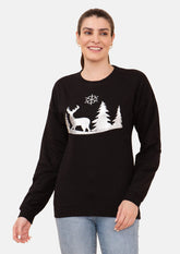 long sleeved christmas black sweatshirt #color_Black Fleece