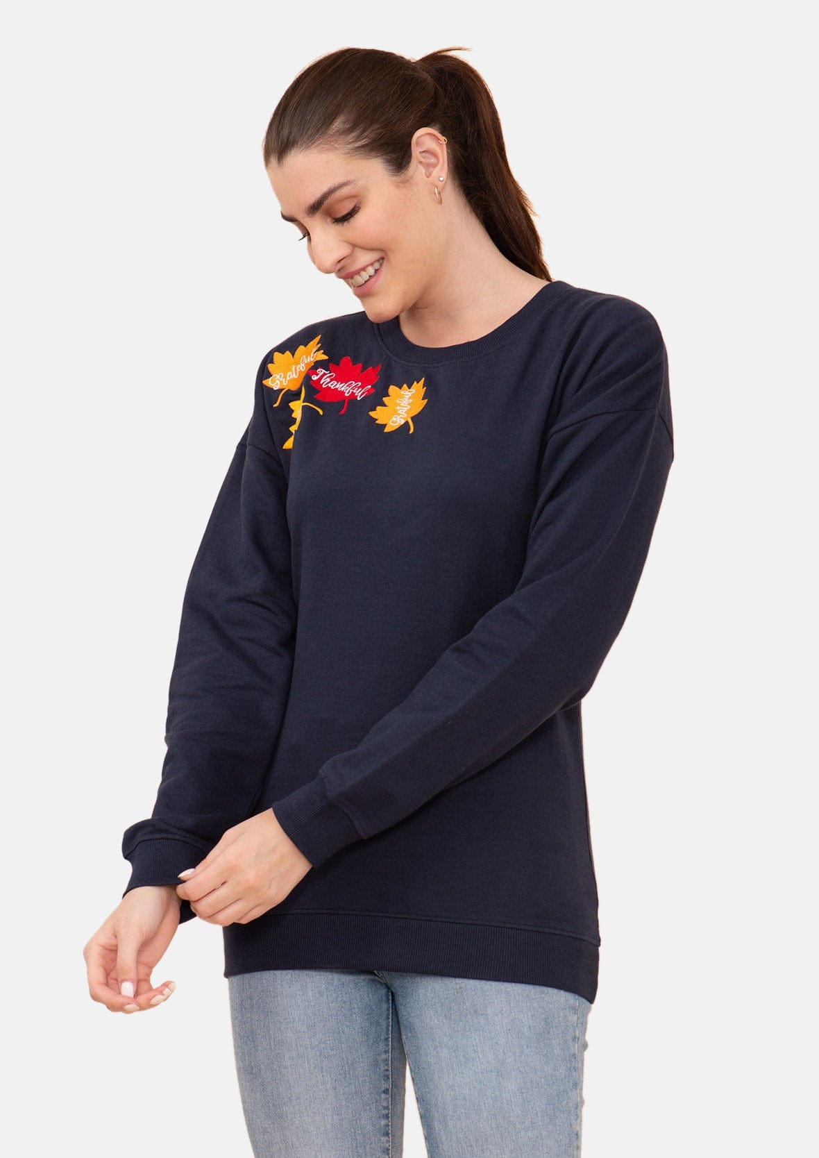 Leaf Applique Holiday Sweatshirt