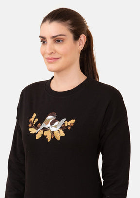 Holiday Sweatshirt With Bird Graphics