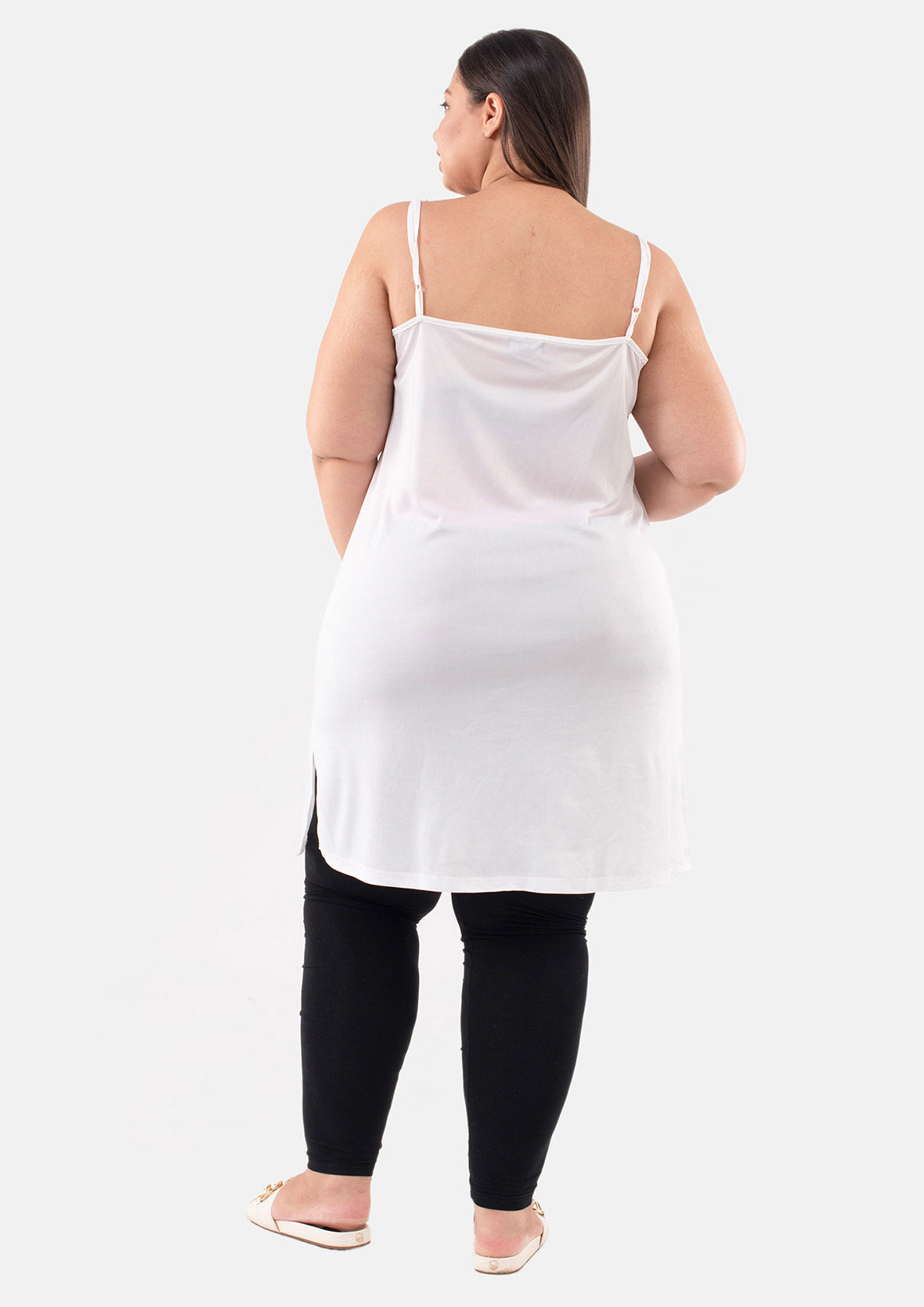 back side of sleeveless white camisole #color_White