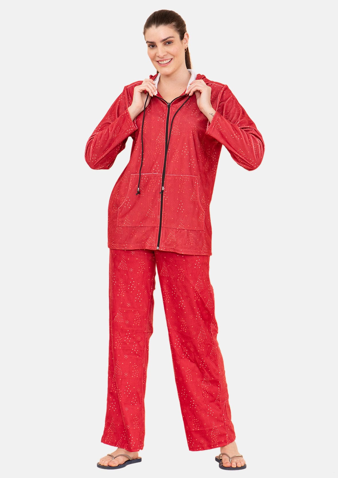 premium velour solid red athleisure set #color_Apple Red