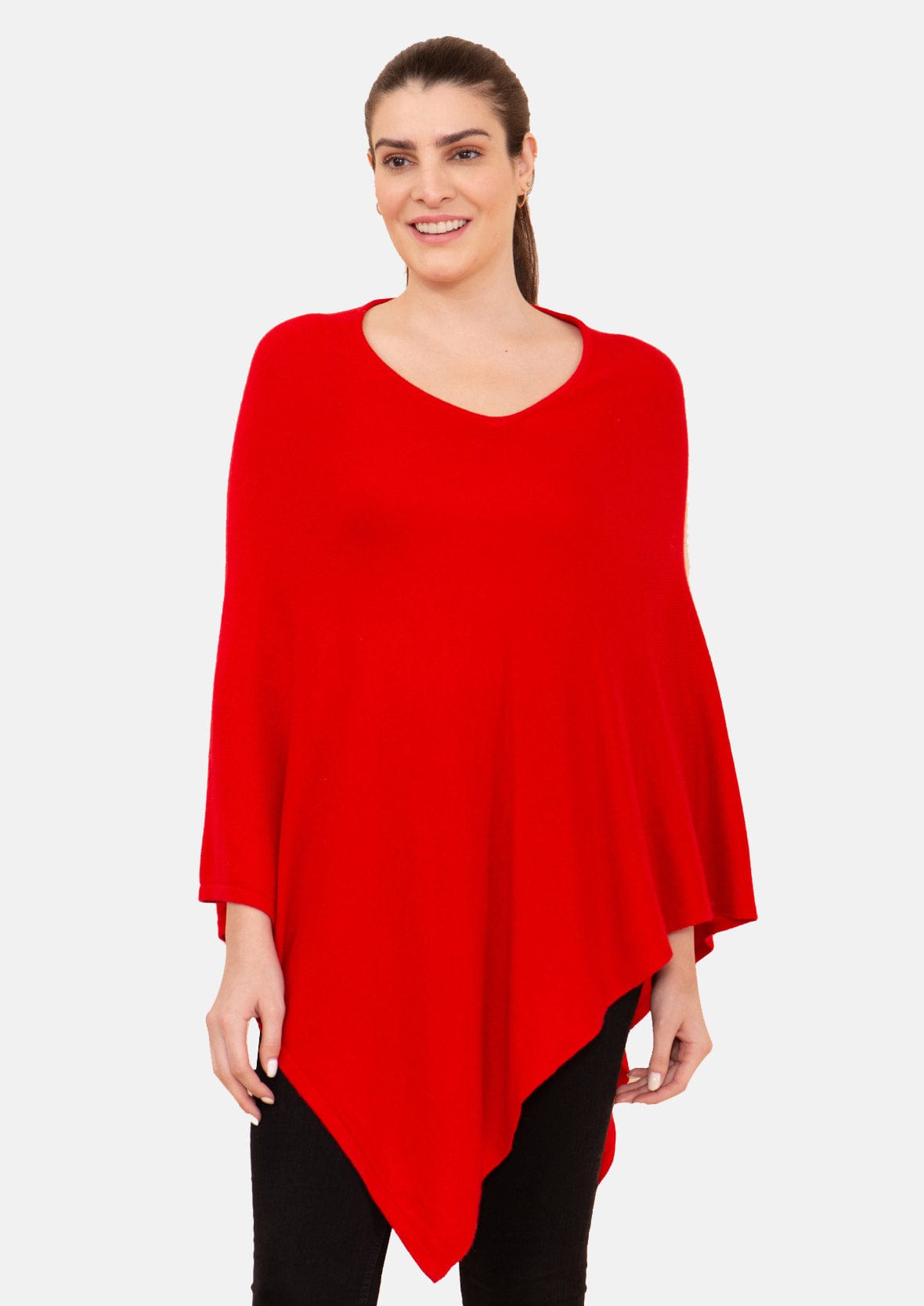 cashmere pashmina wool red poncho #color_Cherry Red Wool