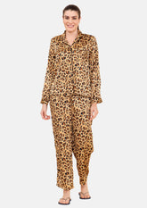 brown black leopard nightwear set #color_Brown Black Leopard