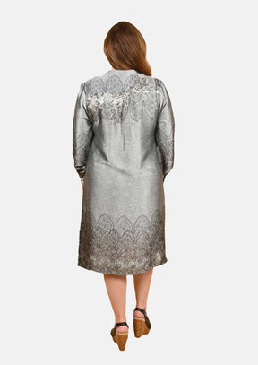 Long Sleeved Printed Midi Dress