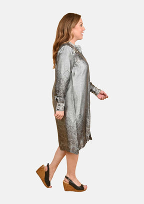 Long Sleeved Printed Midi Dress