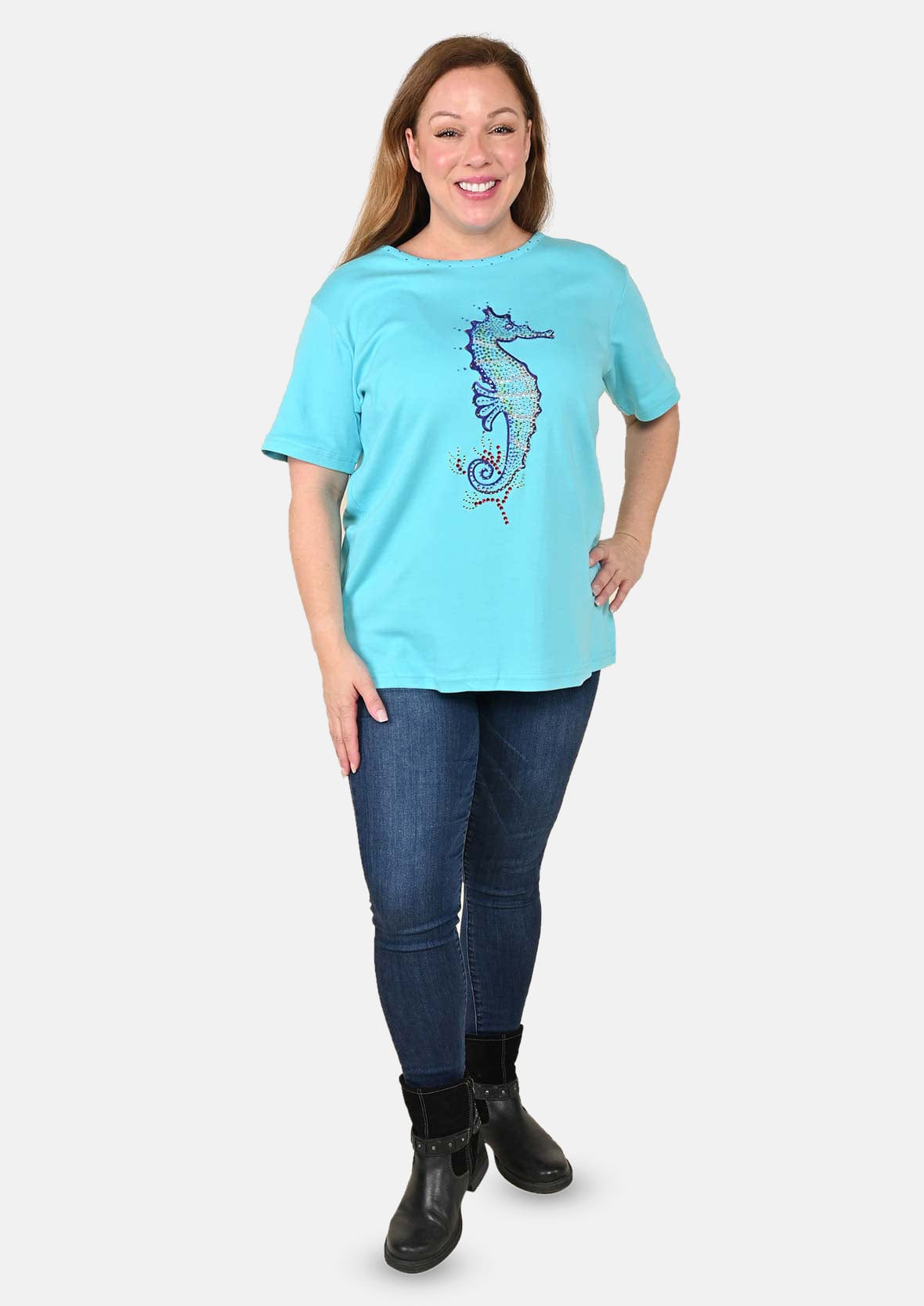 crystal seahorse cyan t-shirt #color_Cyan Mint Blue