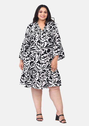 Bell Sleeves Tiered Smock Dress
