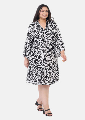 Bell Sleeves Tiered Smock Dress