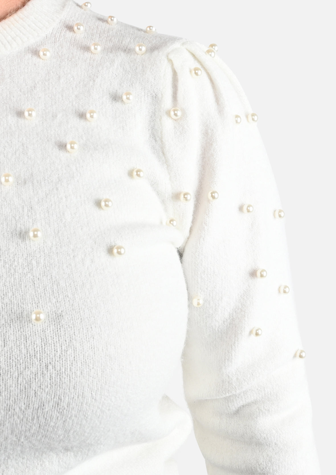 Cropped Sweater with Pearl Detailing
