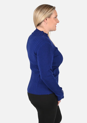 Long Sleeved Rib-Knit Sweater