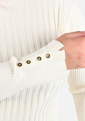 Long Sleeved Rib-Knit Sweater