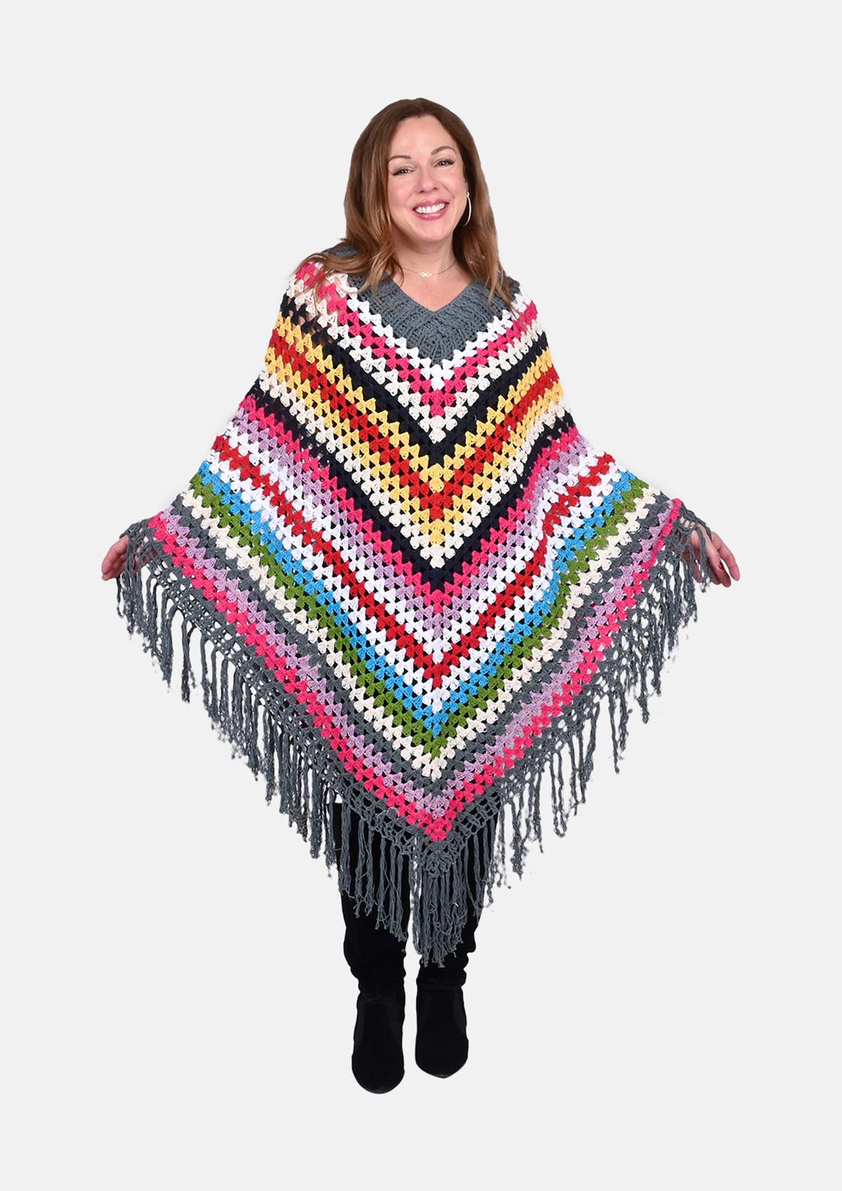 Multicolor Hand Made Crochet Poncho