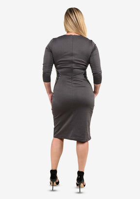 Pencil Dress With Leather Patches