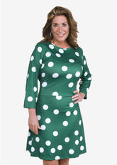 polka dot green dress with back tie #color_Green White Polka Dot