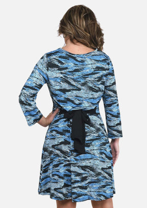 Abstract Print Dress With Back Tie