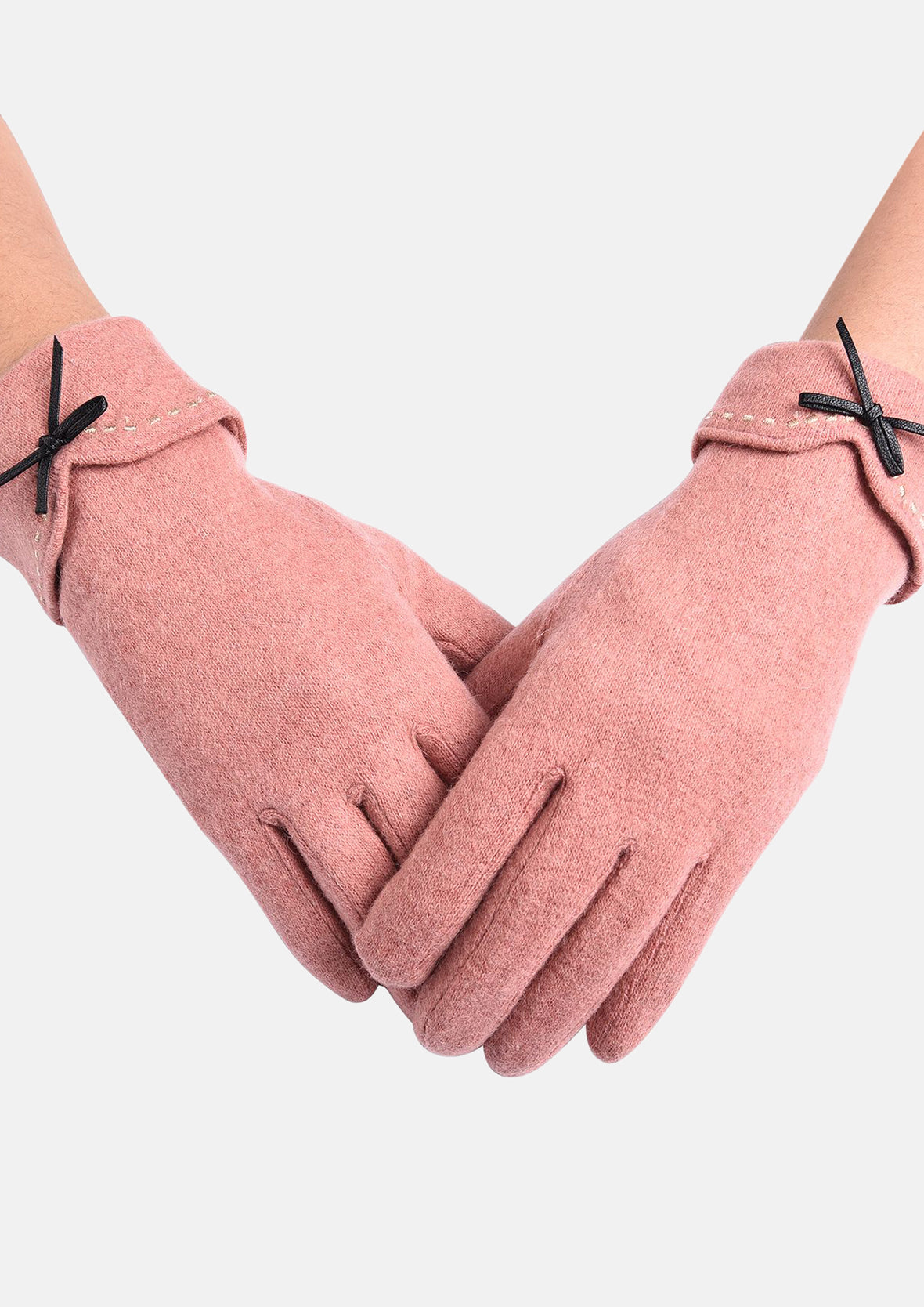 Warm Cashmere Gloves with Bowknot - Touch Screen Compatible