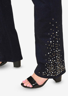 Straight Fit Pants With Sparkle Detail