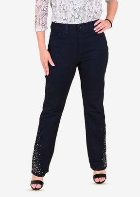 Straight Fit Pants With Sparkle Detail