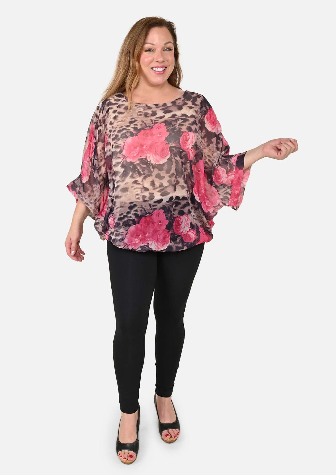 Leopard and Floral Printed Top