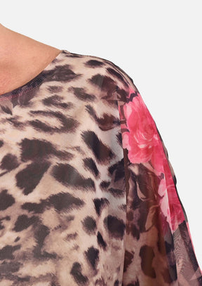 Leopard and Floral Printed Top