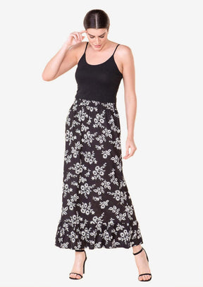 Floral Skirt With Ruffled Hem
