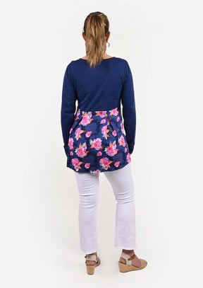 Pullover Top With Back Florals