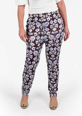 slim fit high-rise brown pants #color_Brown White Floral