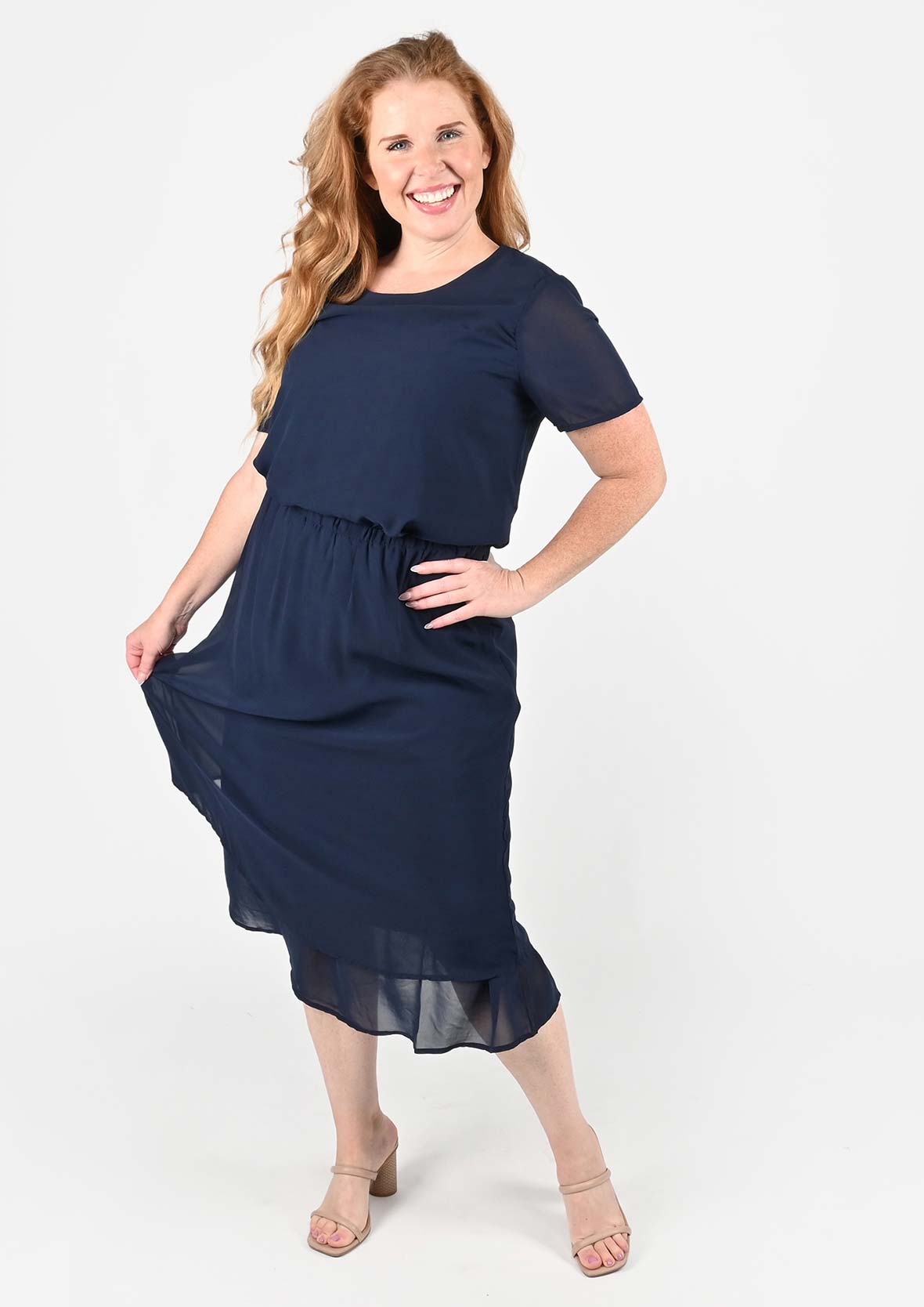navy top and skirt 2 piece set #color_Azure Navy Blue