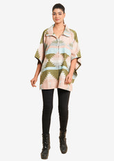 abstract pattern peach olive jacquard jacket #color_Peach Olive