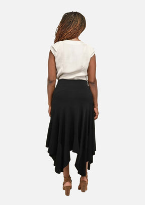Asymmetrical Ruffle Midi Skirt